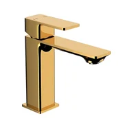 Baterie umywalkowe - Bateria umywalkowa złota połysk 16.3 cm z korkiem klik-klak Dust KFA Armatura - miniaturka - grafika 1