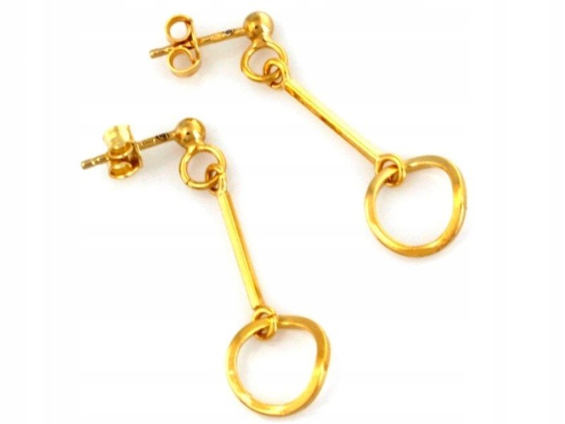 Srebrne kolczyki 925 pozłacane wiszące kółka nowoczesny wzór na prezent