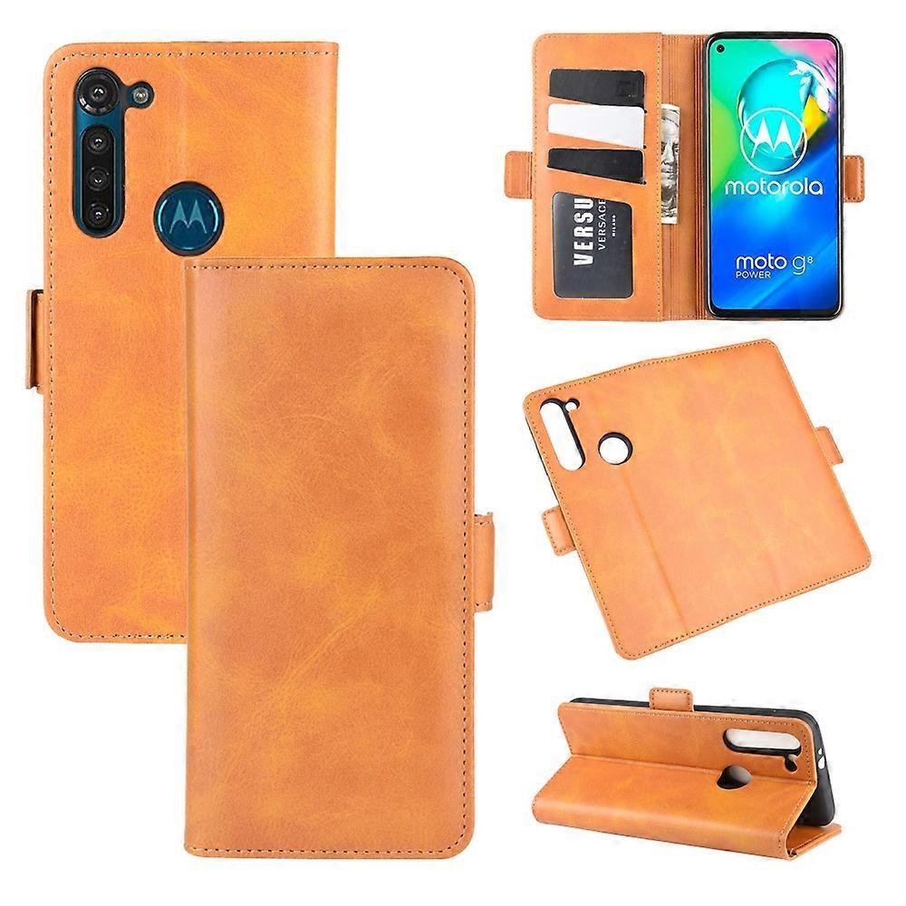 Do Motorola Moto G8 Power Dwustronna klamra magnetyczna Poziome skórzane etui z klapką z uchwytem i miejscami na karty oraz portfelem