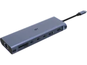 Stacje dokujące i replikatory portów - Adapter wieloportowy ISY IAD-1036 13w1 USB-C - 4x USB-A/3x USB-C/HDMI/Displayport/RJ45/czytnik kart SD,microSD - miniaturka - grafika 1