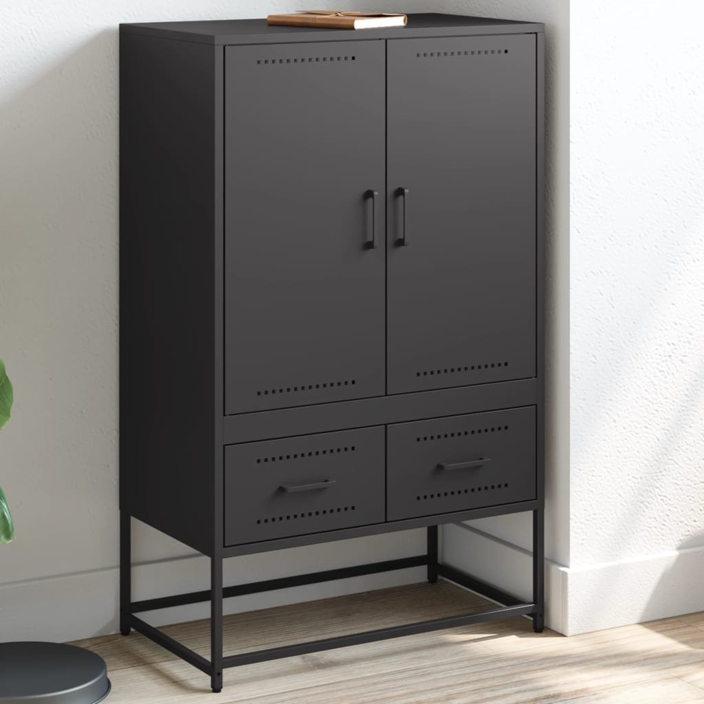 vidaXL Szafka, czarna, 68x39x111,5 cm, stal walcowana na zimno