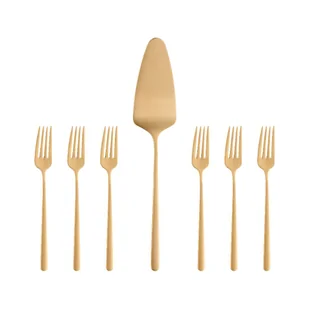 Zestaw widelczyków do ciasta z łopatką dla 6 osób MARIZA GOLD - Zestawy sztućców - miniaturka - grafika 1