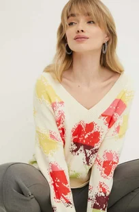 Desigual sweter damski kolor beżowy lekki - Swetry damskie - miniaturka - grafika 1