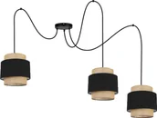 Lampy sufitowe - Lampa wisząca Solar Lampa wisząca sufitowa pająk BOHO len i czerń 3 żarówki - miniaturka - grafika 1
