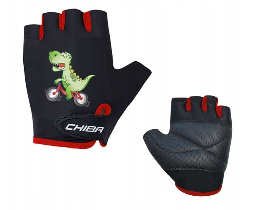 Rękawiczki rowerowe Chiba Cool Kids czarne dinozaur rozm. XS
