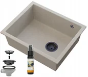 Zlewozmywaki - Granitan Beżowy podblatowy zlew czarny salix podwieszany - miniaturka - grafika 1