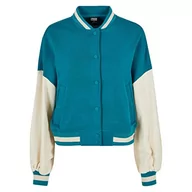Kurtki damskie - Urban Classics Ladies Oversized 2 Tone College Terry Jacket, Kurtka damska, Watergreen/whitesand, Watergreen/whitesand, XL - miniaturka - grafika 1