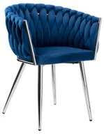 Krzesła - Niebieskie krzesło na chromowanych nogach F4-W44 - miniaturka - grafika 1