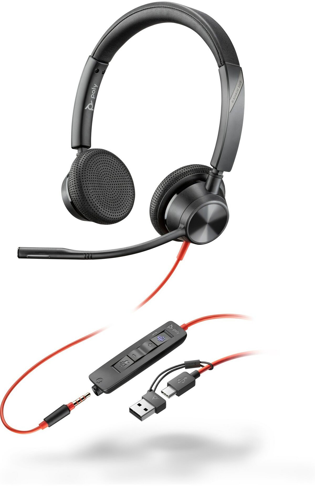 POLY Blackwire 3325 Stereo MS Teams Wired Headset