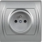 Gniazdka elektryczne - Karlik elektrotechnik LOGO Gniazdo pojedyncze z/u 2P+Z srebrny metalik 7LGP-1z 7LGP-1zp - miniaturka - grafika 1