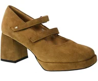 Półbuty damskie - Półbuty Karino 4544-008 Camel Welur Skóra - KARINO - miniaturka - grafika 1