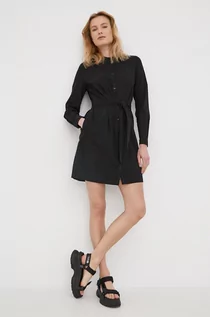 Sukienki - Superdry sukienka bawełniana kolor czarny mini prosta - grafika 1