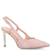 Czółenka - Błyszczące szpilki z ozdobnym obcasem - MENBUR 24096 RÓŻOWE - miniaturka - grafika 1