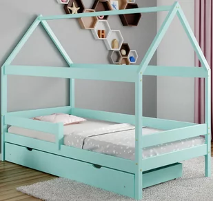 Turkusowe łóżko domek z szufladą dla dziecka Petit 4X 180x90 cm - Łóżka dla dzieci i młodzieży - miniaturka - grafika 1