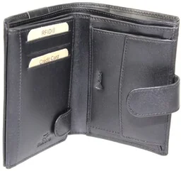 Portfel Męski Skórzany EL FORREST Skóra Licowa Duży Pionowy Z Zapięciem Dwa Skrzydełka 988 67 RFID CZARNY 13 x 10 x 3 [cm] - Portfele - miniaturka - grafika 1
