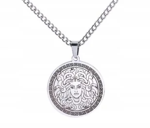 Srebrny Naszyjnik Mitologiczna Meduza Gorgon STAL Punk Gothic - Naszyjniki - miniaturka - grafika 1