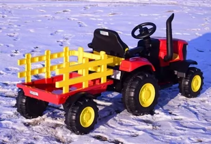 Mega Traktor Na Akumulator Z Przyczepą Czerwony /hl3388 - Pojazdy elektryczne dla dzieci - miniaturka - grafika 24