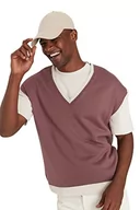 Garnitury - Trendyol Męska kamizelka z dekoltem w serek, zwykła, luźna róża, M, Pudrowy róż, M - miniaturka - grafika 1