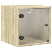 Szafki nocne - Szafka nocna ze szklanymi drzwiami, dąb sonoma, 3 - miniaturka - grafika 1