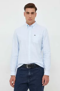 Lacoste koszula bawełniana męska kolor niebieski regular z kołnierzykiem button-down - Koszule męskie - miniaturka - grafika 1