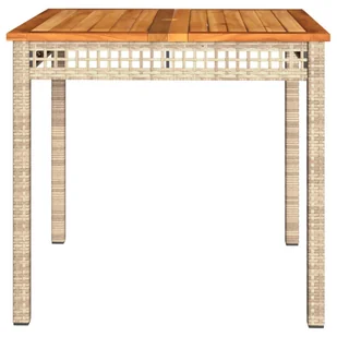 Stolik ogrodowy, beżowy, 80x80x75 cm, polirattan i akacja Lumarko! - Stoły ogrodowe - miniaturka - grafika 4