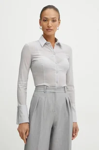 Patrizia Pepe koszula damska kolor szary regular z kołnierzykiem klasycznym 8C0769 A534 - Koszule damskie - miniaturka - grafika 1