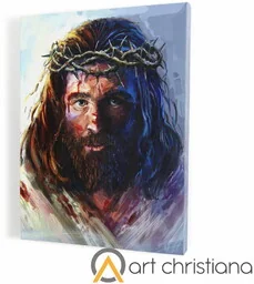 Obraz religijny z Chrystusem w koronie cierniowej - płótno canvas - Ikony i obrazy sakralne - miniaturka - grafika 1