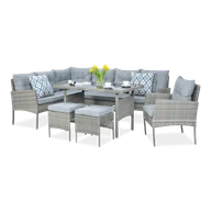 Meble ogrodowe - Narożnik Z Technorattanu Cortina + Fotel Dolphin Grey - miniaturka - grafika 1