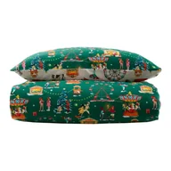 Pościel dla dzieci - Zielona bawełniana pościel dziecięca dwuosobowa 200x200 cm Christmas Fairground – Belle & Boo - miniaturka - grafika 1