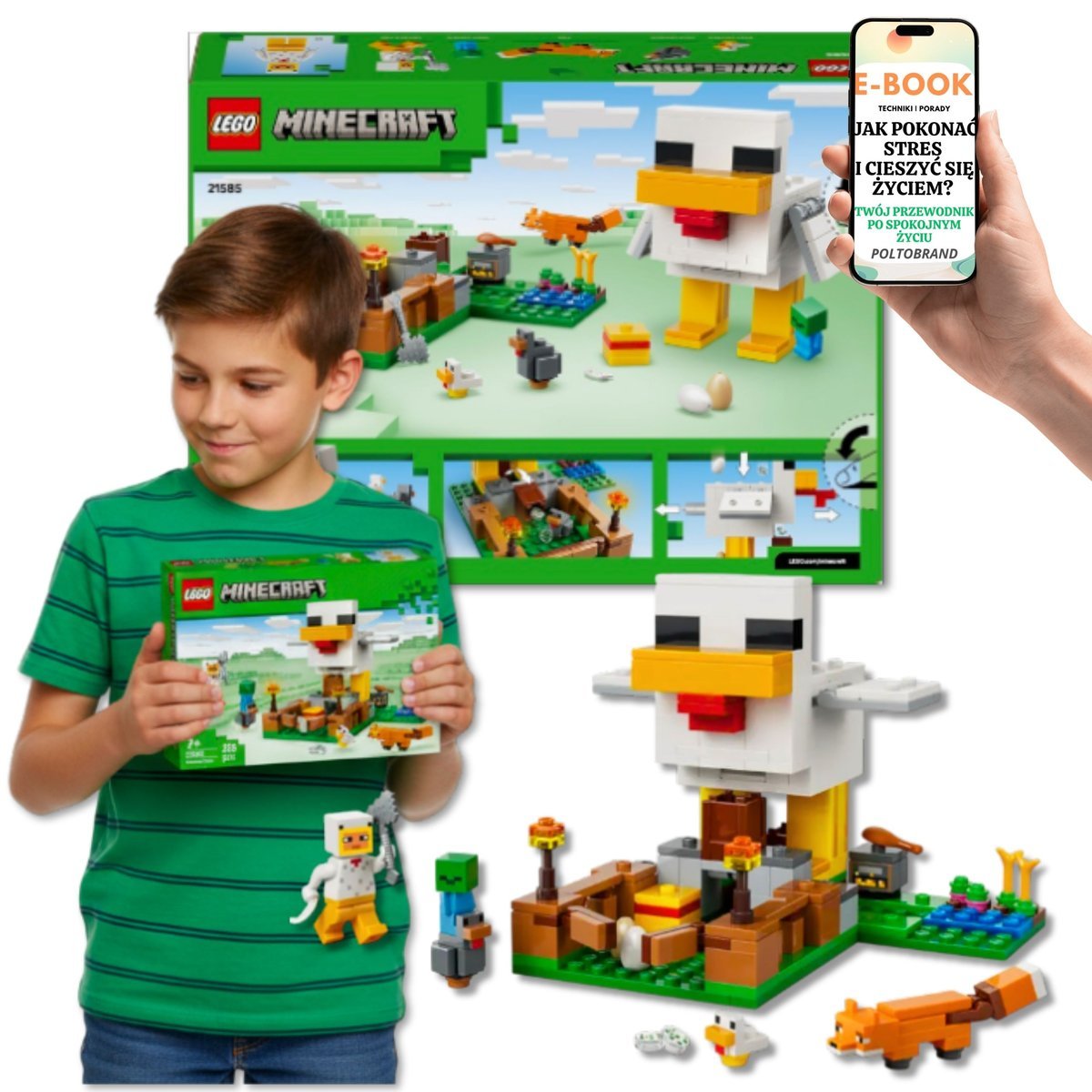 KLOCKI LEGO MINECRAFT FARMA KURCZAKÓW 21585 Lego Prezent Minecraft Dla Chłopca 8 9 10 11 12 Latka + EBOOK-1
