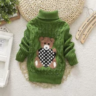 Bluzki dla niemowląt - Slowmoose Ciepłe swetry dla dziecka/dziewczynki 12M / Style 2-Green - miniaturka - grafika 1