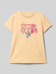 T-shirt z nadrukiem z logo - Koszulki dla dziewczynek - miniaturka - grafika 1
