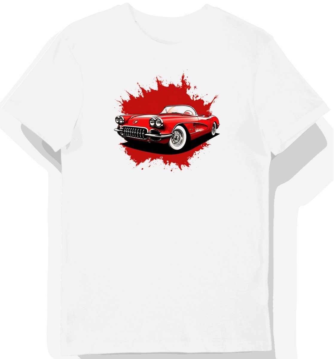 Koszulka męska biała z motywem czerwonego sportowego kabrioletu 3XL