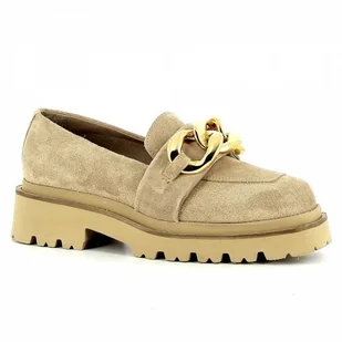 Beżowe zamszowe mokasyny damskie na grubej podeszwie CARINII - Carinii - Mokasyny damskie - miniaturka - grafika 1