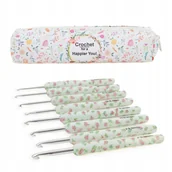 Dekoratorstwo - Zestaw szydełek z rączką i etui w kwiaty różowe 8 sztuk 2,5 - 6 mm - miniaturka - grafika 1