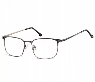 Okulary korekcyjne, oprawki, szkła - Sunoptic Oprawki korekcyjne zerówki okulary męskie prostokątne 894A grafitowy + czarny - grafika 1