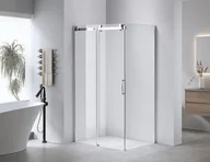 Kabiny prysznicowe - HYDROSAN Kabina prysznicowa prostokątna narożna 90x110x190 drzwi przesuwne na rolkach ze ścianką boczną chrom szkło transparentne uniwersalna z powłoką Nano Glass KZ202B-110X90 - miniaturka - grafika 1