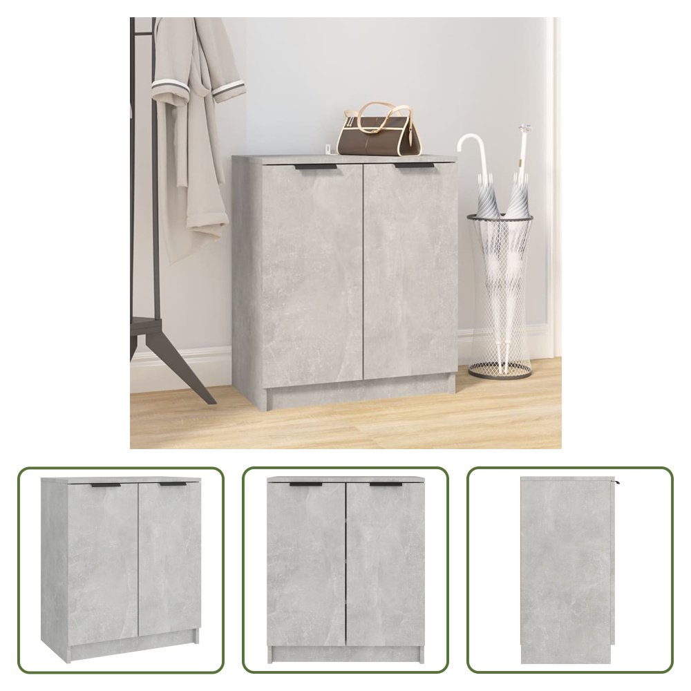 The Living Store Szafka na buty betonowa szara 59x35x70 cm Materiał drewnopochodny