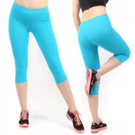 Legginsy - Legginsy damskie 3/4 krótkie Polskie bawełniane Getry Turkusowe XL - miniaturka - grafika 1