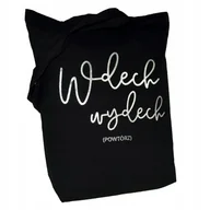 Torby i wózki na zakupy - TORBA bawełniana czarna 220g z nadrukiem WDECH WYDECH torebka bawełniana - miniaturka - grafika 1