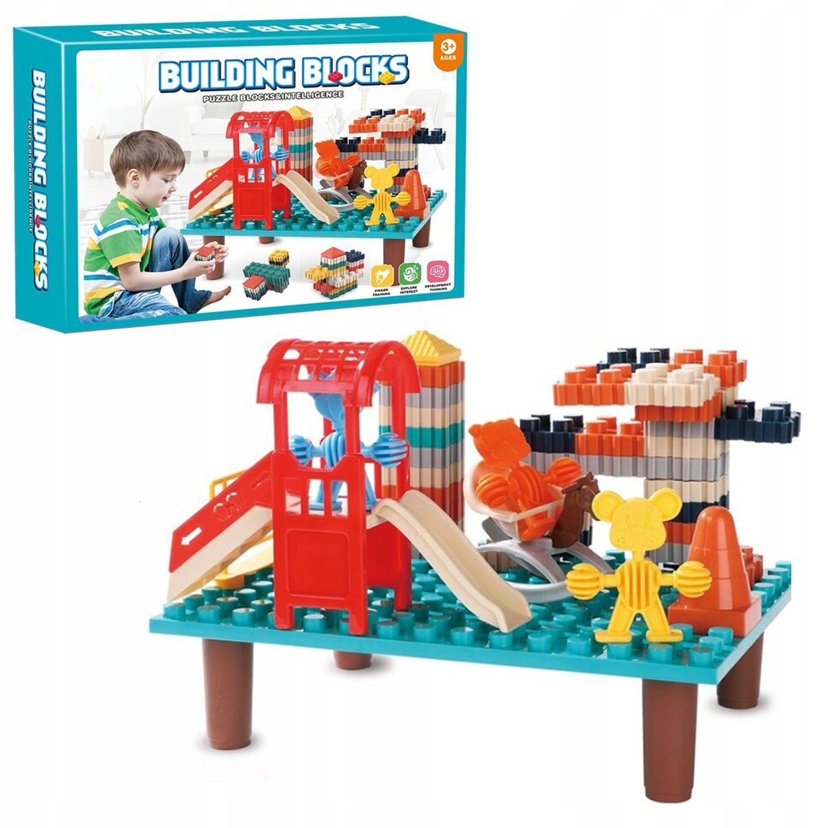 Zestaw klocków konstrukcyjnych dla dzieci do budowania i ćwiczeń manualnych