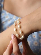 Bransoletki - Pierres delicates Pozłacana bransoletka z perłami - miniaturka - grafika 1