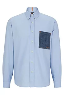 BOSS Męska koszula Lambey Relaxed-Fit z elastycznej bawełny ripstop, jasnoniebieski, S - Koszule męskie - miniaturka - grafika 1