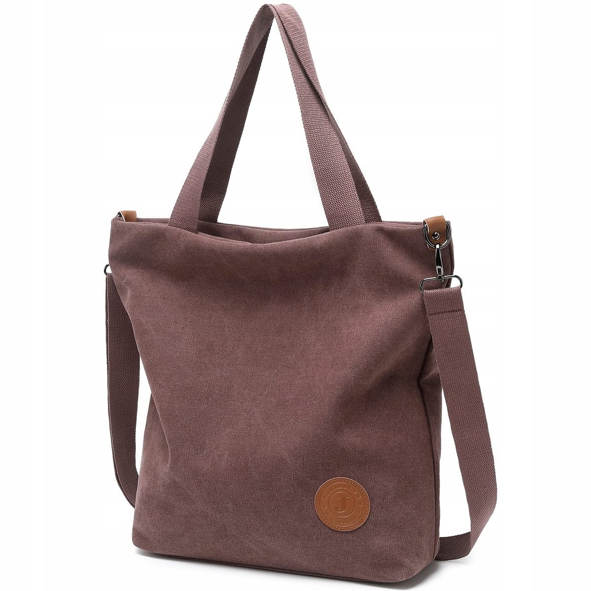 Płócienna Torba Damska Shopper Casual Kawa Brąz