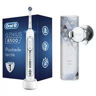 Torby podróżne - Oral-B Genius 8500n, Elektryczna szczoteczka do zębów do wielokrotnego ładowania, miękka do podróży, uchwyt Bluetooth, czujnik pozycji, 1 szczoteczka i 1 torba podróżna premium oferta, srebrna - miniaturka - grafika 1