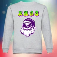 Bluzy męskie - Bluza uniwersalna standardowa z nadrukiem Mikołaj jasnoszara rozmiar 3XL Święta Boże Narodzenie - miniaturka - grafika 1