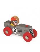 Samochody i pojazdy dla dzieci - Janod RETROMOTOR srebrna wyścigówka J08549 S - miniaturka - grafika 1