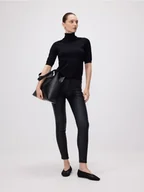 Spodnie damskie - Reserved - Woskowane spodnie slim - czarny - miniaturka - grafika 1