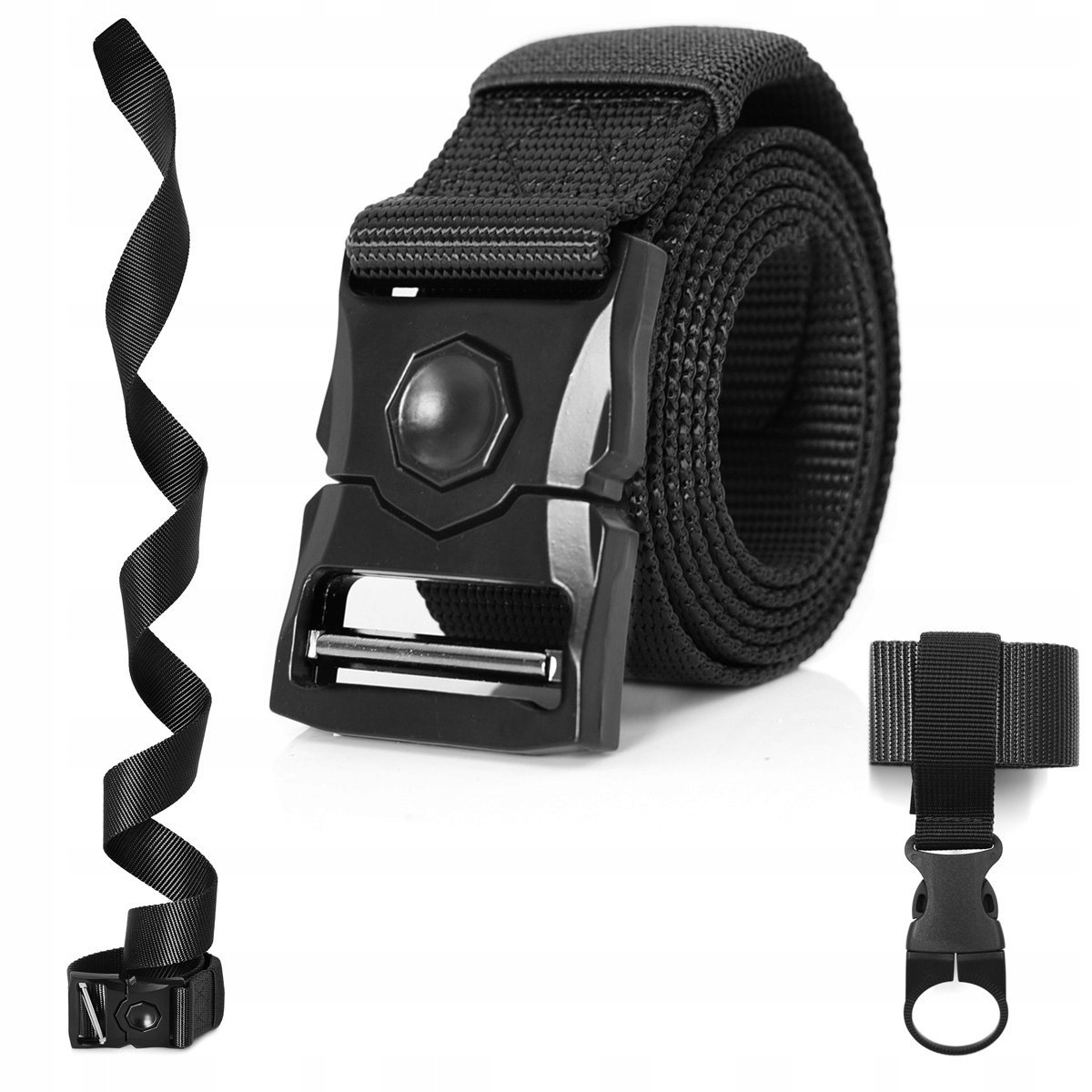 Pasek męski parciany OHIO czarny + karabińczyk