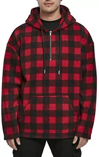 Urban Classics Męska bluza z kapturem z polaru, z zamkiem błyskawicznym, Redcheck, L - Bluzy męskie - miniaturka - grafika 1